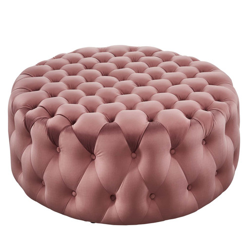 Amour Tufted Button Large Round Performance Velvet Ottoman EEI-5469-DUS