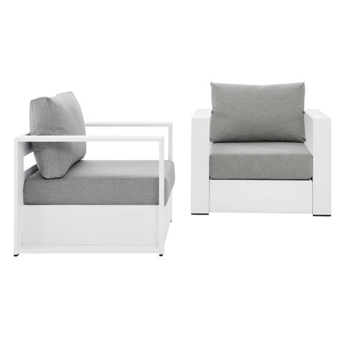 Tahoe Outdoor Patio Powder-Coated Aluminum 2-Piece Armchair Set EEI-5751-WHI-GRY