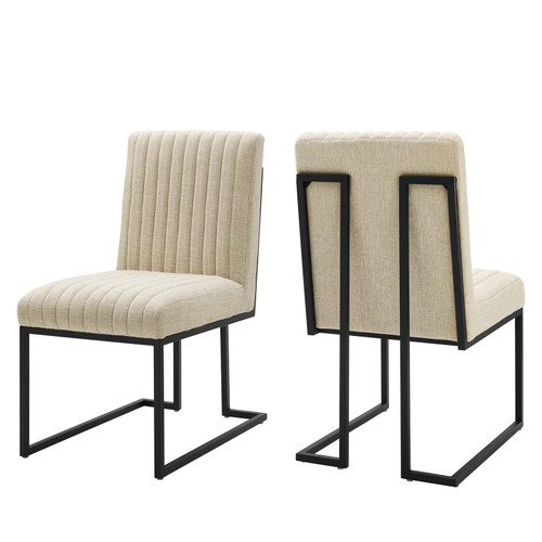 Indulge Channel Tufted Fabric Dining Chairs - Set of 2 EEI-5740-BEI