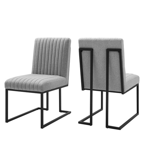 Indulge Channel Tufted Fabric Dining Chairs - Set of 2 EEI-5740-LGR