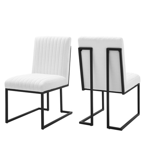 Indulge Channel Tufted Fabric Dining Chairs - Set of 2 EEI-5740-WHI