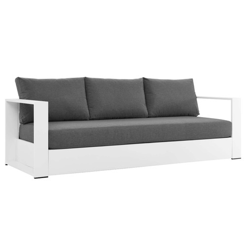 Tahoe Outdoor Patio Powder-Coated Aluminum Sofa EEI-5676-WHI-CHA