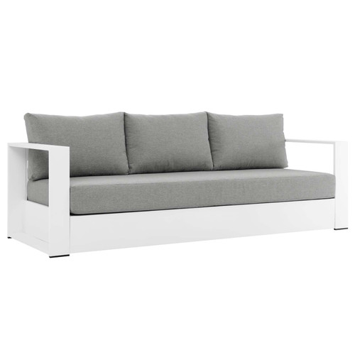 Tahoe Outdoor Patio Powder-Coated Aluminum Sofa EEI-5676-WHI-GRY