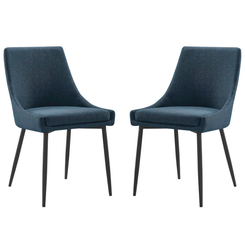 Viscount Upholstered Fabric Dining Chairs - Set of 2 EEI-3809-BLK-AZU