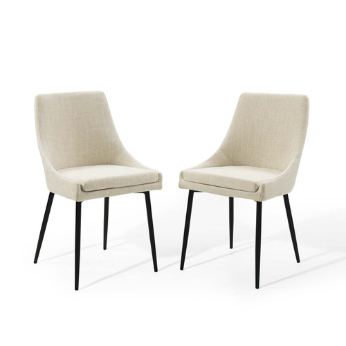 Viscount Upholstered Fabric Dining Chairs - Set of 2 EEI-3809-BLK-BEI