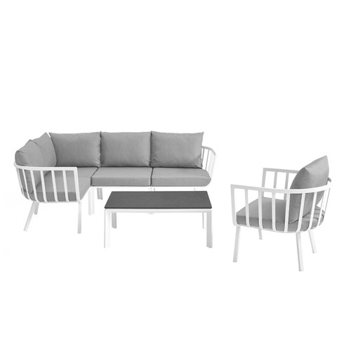 Riverside 6 Piece Outdoor Patio Aluminum Set EEI-3795-WHI-GRY