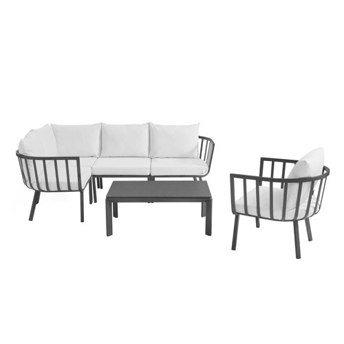 Riverside 6 Piece Outdoor Patio Aluminum Set EEI-3795-SLA-WHI