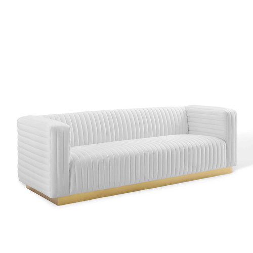 Charisma Channel Tufted Performance Velvet Living Room Sofa EEI-3886-WHI