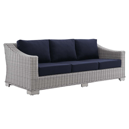 Conway Sunbrella® Outdoor Patio Wicker Rattan Sofa EEI-3974-LGR-NAV