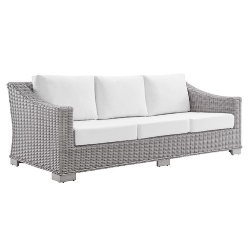 Conway Sunbrella® Outdoor Patio Wicker Rattan Sofa EEI-3974-LGR-WHI