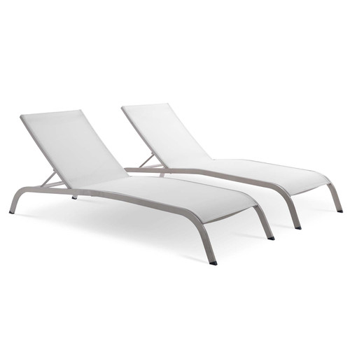 Savannah Outdoor Patio Mesh Chaise Lounge Set of 2 EEI-4005-WHI