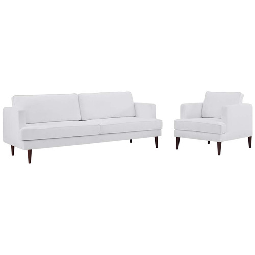 Agile Upholstered Fabric Sofa and Armchair Set EEI-4080-WHI-SET