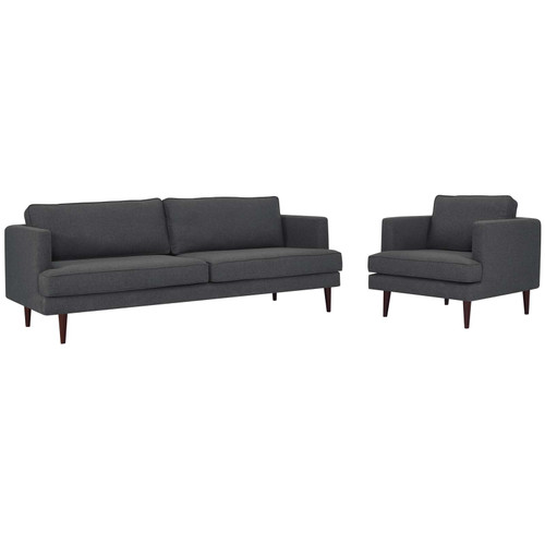Agile Upholstered Fabric Sofa and Armchair Set EEI-4080-GRY-SET