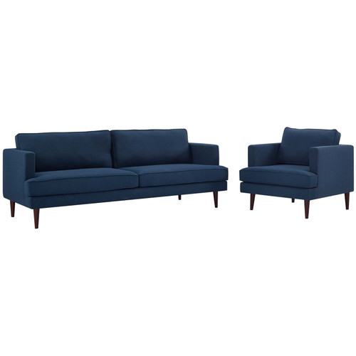 Agile Upholstered Fabric Sofa and Armchair Set EEI-4080-BLU-SET
