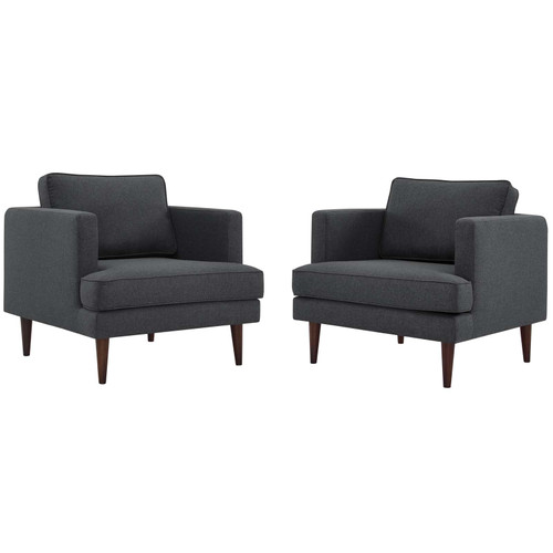 Agile Upholstered Fabric Armchair Set of 2 EEI-4079-GRY