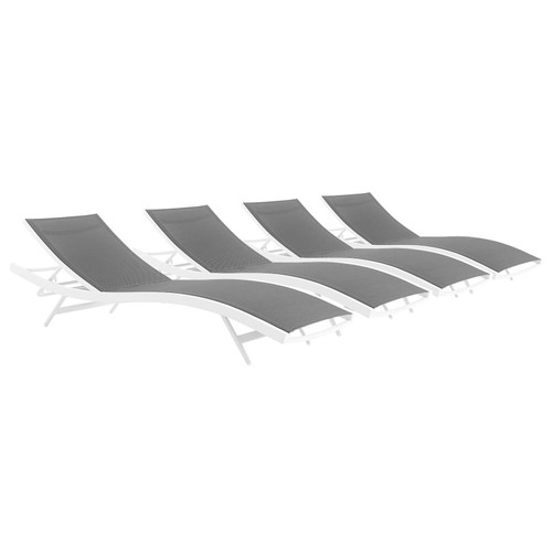 Glimpse Outdoor Patio Mesh Chaise Lounge Set of 4 EEI-4039-WHI-GRY