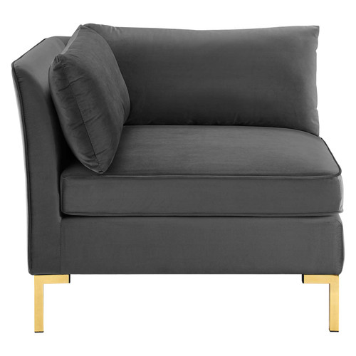 Ardent Performance Velvet Sectional Sofa Corner Chair EEI-3985-GRY