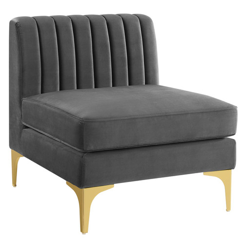 Triumph Channel Tufted Performance Velvet Armless Chair EEI-3984-GRY