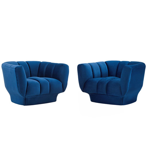 Entertain Vertical Channel Tufted Performance Velvet Armchair Set of 2 EEI-4085-NAV