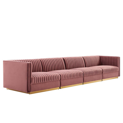 Sanguine Channel Tufted Performance Velvet 4-Seat Modular Sectional Sofa EEI-5827-DUS