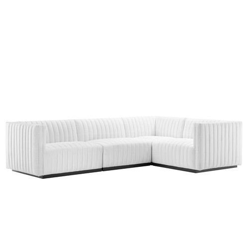 Conjure Channel Tufted Upholstered Fabric 4-Piece L-Shaped Sectional EEI-5792-BLK-WHI