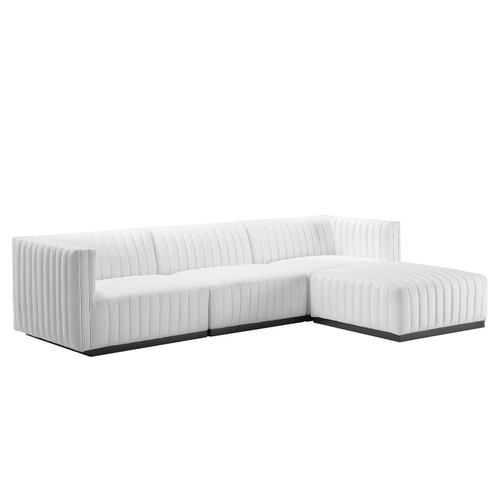 Conjure Channel Tufted Upholstered Fabric 4-Piece Sectional Sofa EEI-5788-BLK-WHI