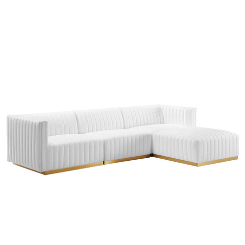 Conjure Channel Tufted Performance Velvet 4-Piece Sectional EEI-5844-GLD-WHI