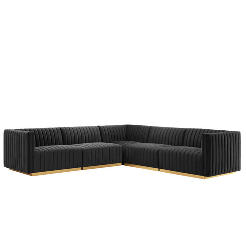 Conjure Channel Tufted Performance Velvet 5-Piece Sectional EEI-5849-GLD-BLK