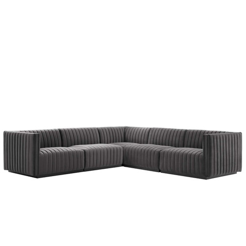 Conjure Channel Tufted Performance Velvet 5-Piece Sectional EEI-5771-BLK-GRY