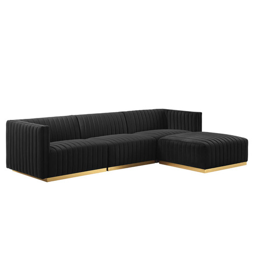 Conjure Channel Tufted Performance Velvet 4-Piece Sectional EEI-5844-GLD-BLK