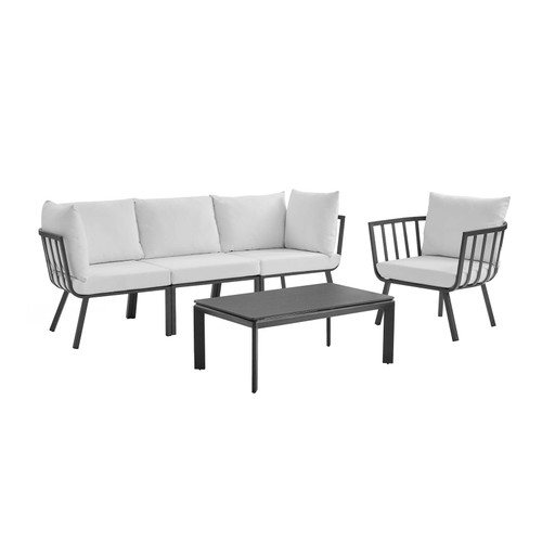 Riverside 5 Piece Outdoor Patio Aluminum Set EEI-3783-SLA-WHI