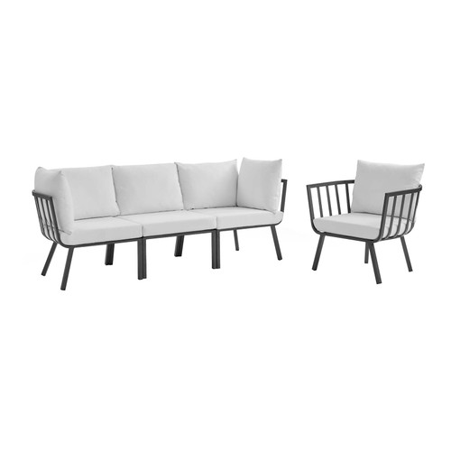 Riverside 4 Piece Outdoor Patio Aluminum Set EEI-3784-SLA-WHI