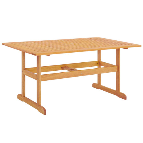 Hatteras 59" Rectangle Outdoor Patio Eucalyptus Wood Dining Table EEI-3675-NAT