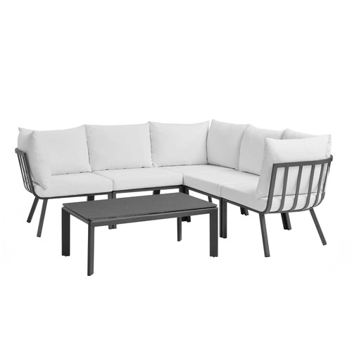 Riverside 6 Piece Outdoor Patio Aluminum Set EEI-3788-SLA-WHI