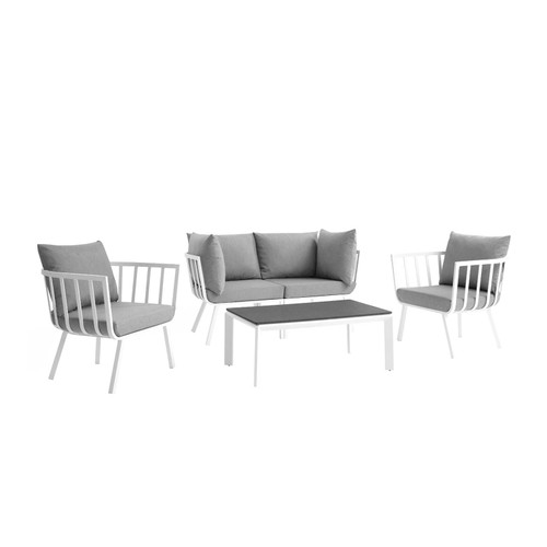 Riverside 5 Piece Outdoor Patio Aluminum Set EEI-3786-WHI-GRY