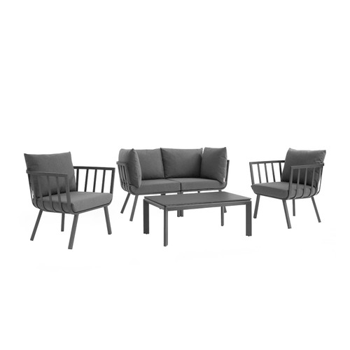 Riverside 5 Piece Outdoor Patio Aluminum Set EEI-3786-SLA-CHA