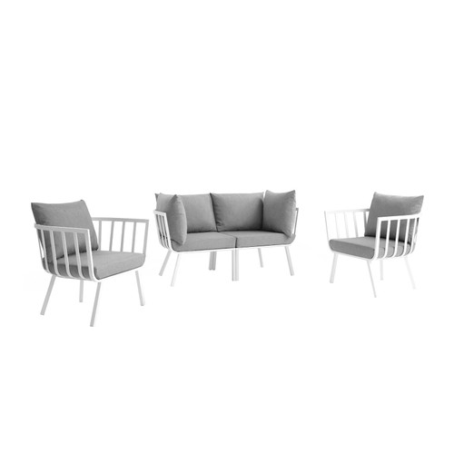 Riverside 4 Piece Outdoor Patio Aluminum Set EEI-3787-WHI-GRY