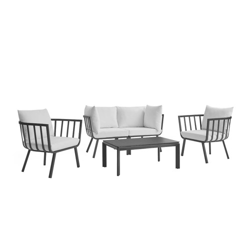 Riverside 5 Piece Outdoor Patio Aluminum Set EEI-3786-SLA-WHI