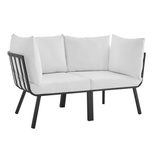 Riverside 2 Piece Outdoor Patio Aluminum Sectional Sofa Set EEI-3781-SLA-WHI