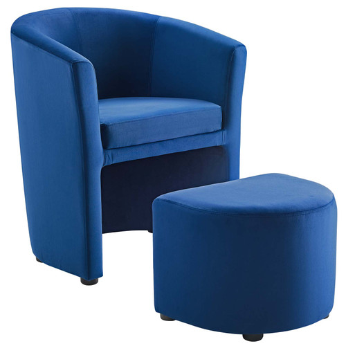 Divulge Performance Velvet Arm Chair and Ottoman Set EEI-3607-NAV