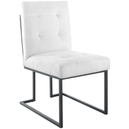 Privy Black Stainless Steel Upholstered Fabric Dining Chair EEI-3745-BLK-WHI