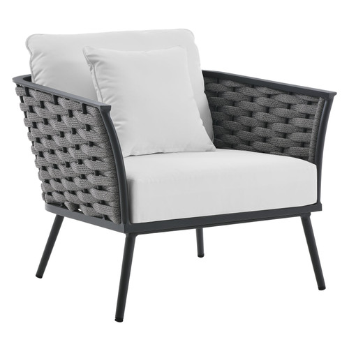 Stance Outdoor Patio Aluminum Armchair EEI-3054-GRY-WHI