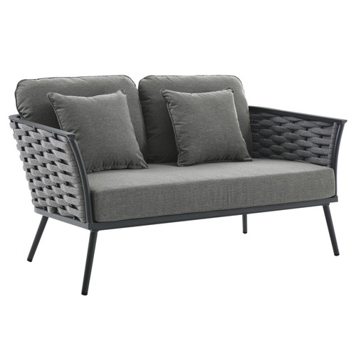 Stance Outdoor Patio Aluminum Loveseat EEI-3019-GRY-CHA