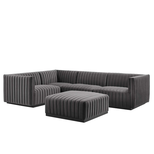 Conjure Channel Tufted Performance Velvet 5-Piece Sectional EEI-5774-BLK-GRY