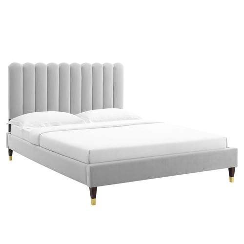 Reagan Queen Performance Velvet Platform Bed MOD-6587-LGR