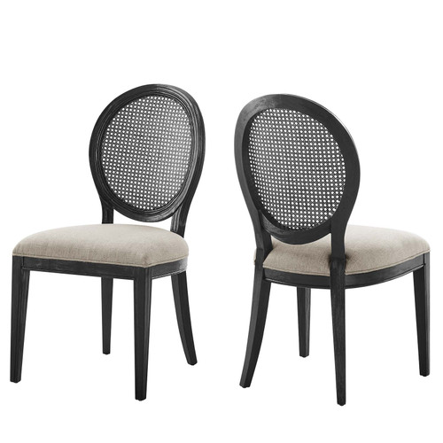 Forte French Vintage Dining Side Chairs - Set of 2 EEI-6238-BLK-BEI