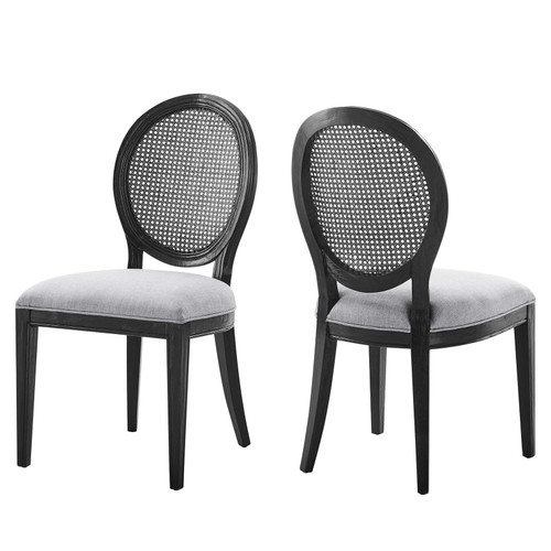 Forte French Vintage Dining Side Chairs - Set of 2 EEI-6238-BLK-LGR