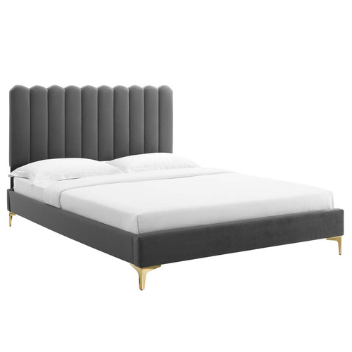 Reagan Queen Performance Velvet Platform Bed MOD-6586-CHA