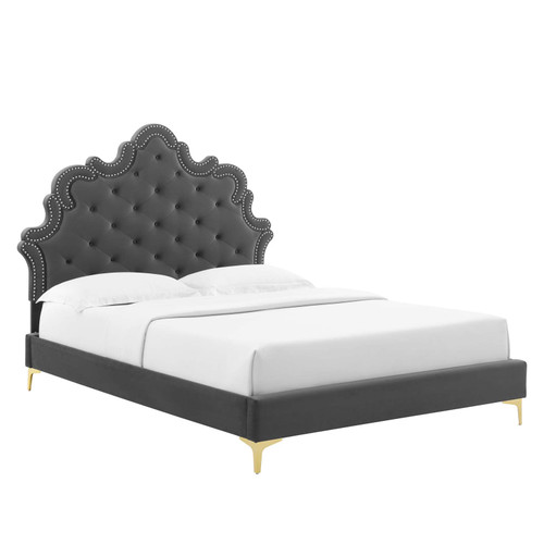 Sasha Button-Tufted Performance Velvet Twin Bed MOD-6787-CHA