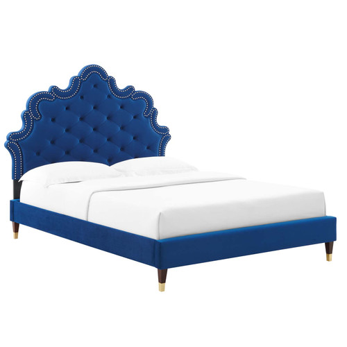 Sasha Button-Tufted Performance Velvet Twin Bed MOD-6792-NAV